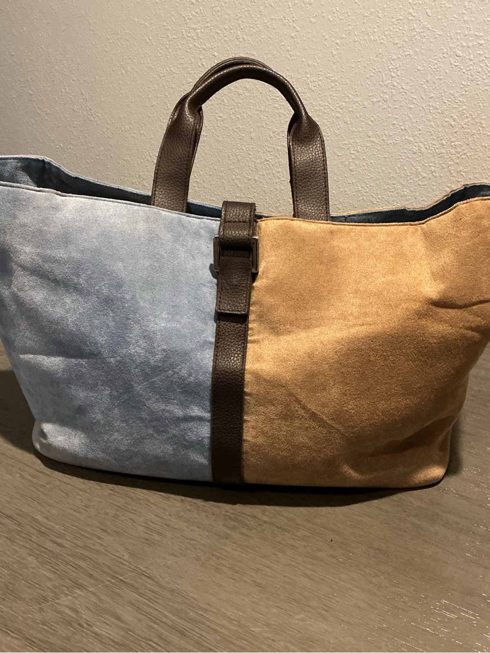 Vintage Estée Lauder Colorblock Suede Tote Bag - Picture 1 of 13